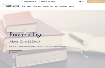 Izrada web sajta za Advokat Kostic Zoran