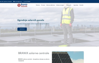 Izrada web sajta za BRANIX solarne centrale