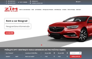 Izrada web sajta za RENT A CAR BEOGRAD ZIM